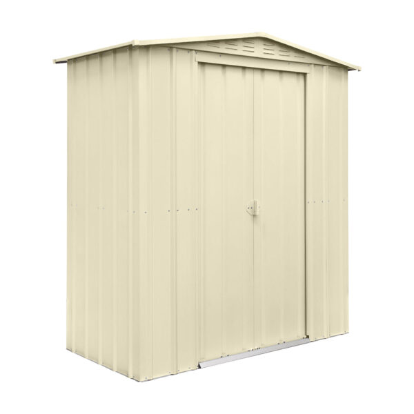 Gable Roof Shed, 6 X 3 Ft, Double Sliding Doors, Smooth Cream