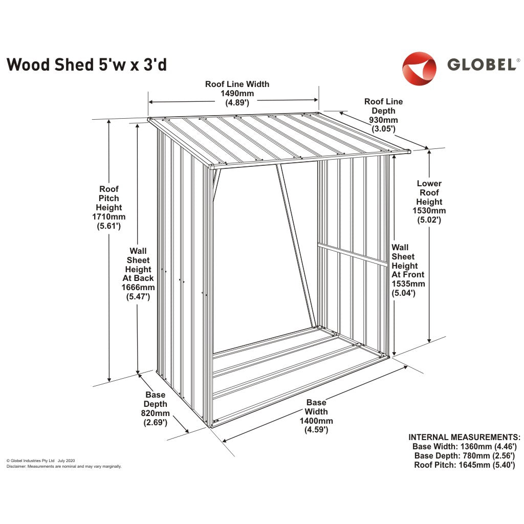 Wood Shed, 5 X 3 Ft, Smooth Cream – dimensions